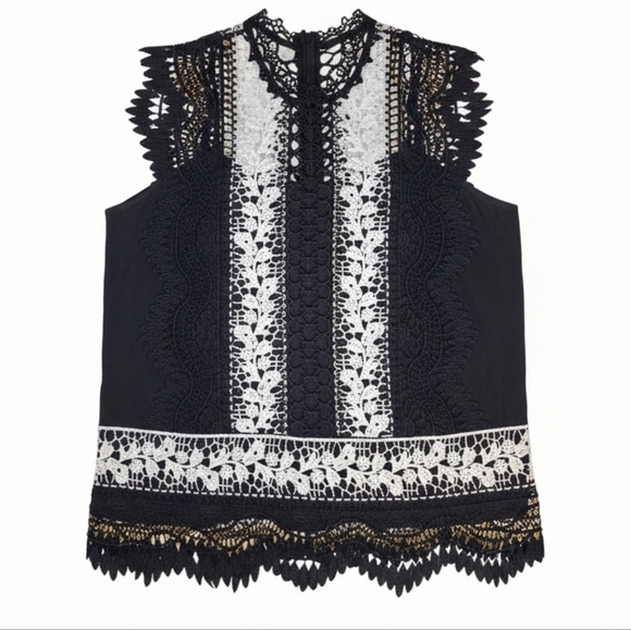 Aqua Tops - NWOT-Aqua Black and White Lace Blouse (BL7)